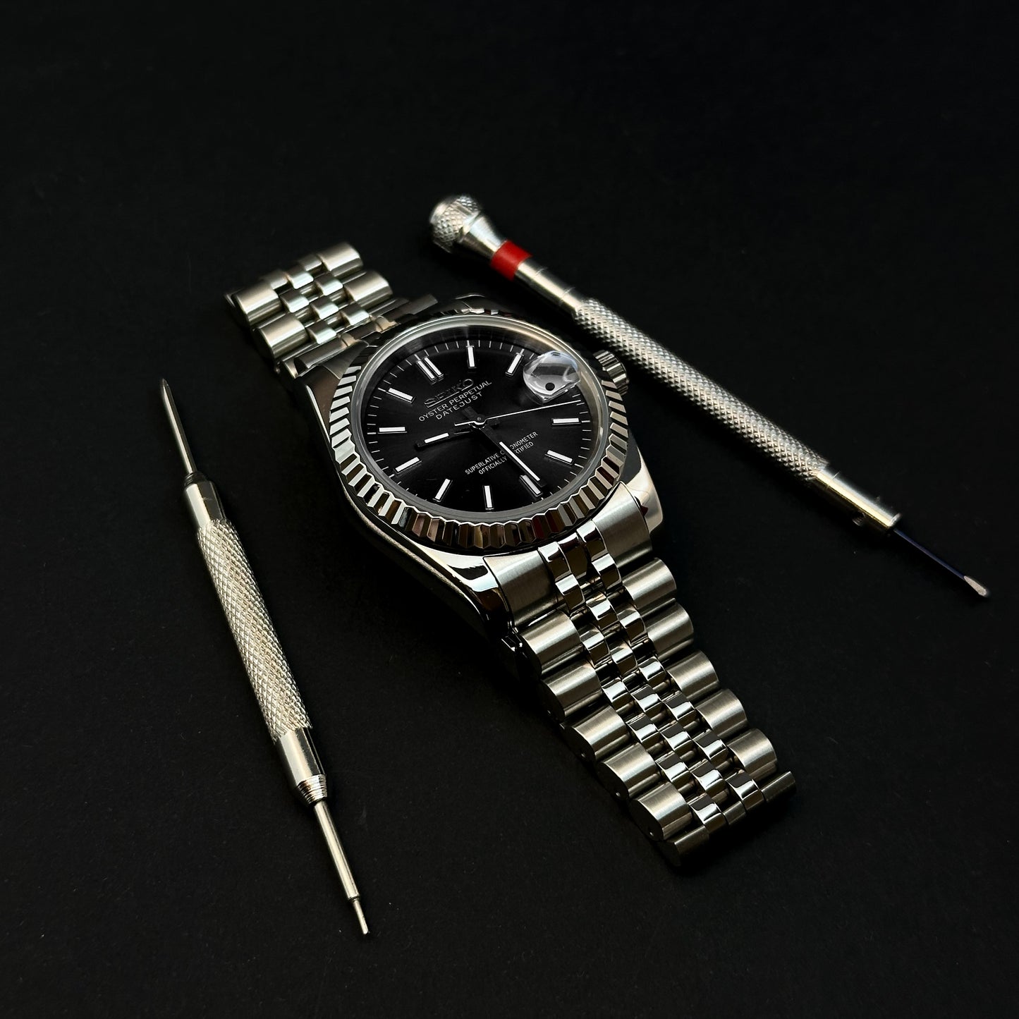 DATEJUST BLACK LUME - CUSTOM SEIKO NH35 AUTOMATIC WATCH