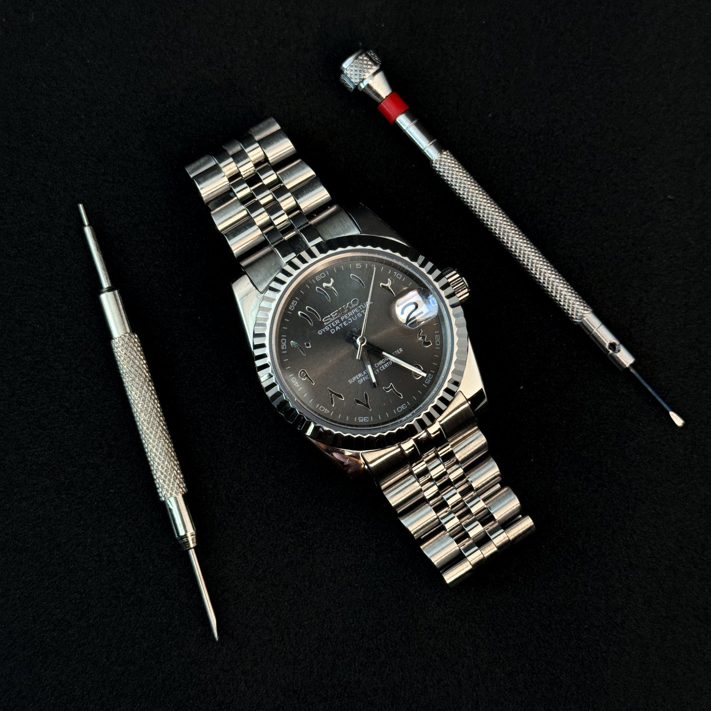 DATEJUST GREY ARABIC - CUSTOM SEIKO NH35 AUTOMATIC WATCH