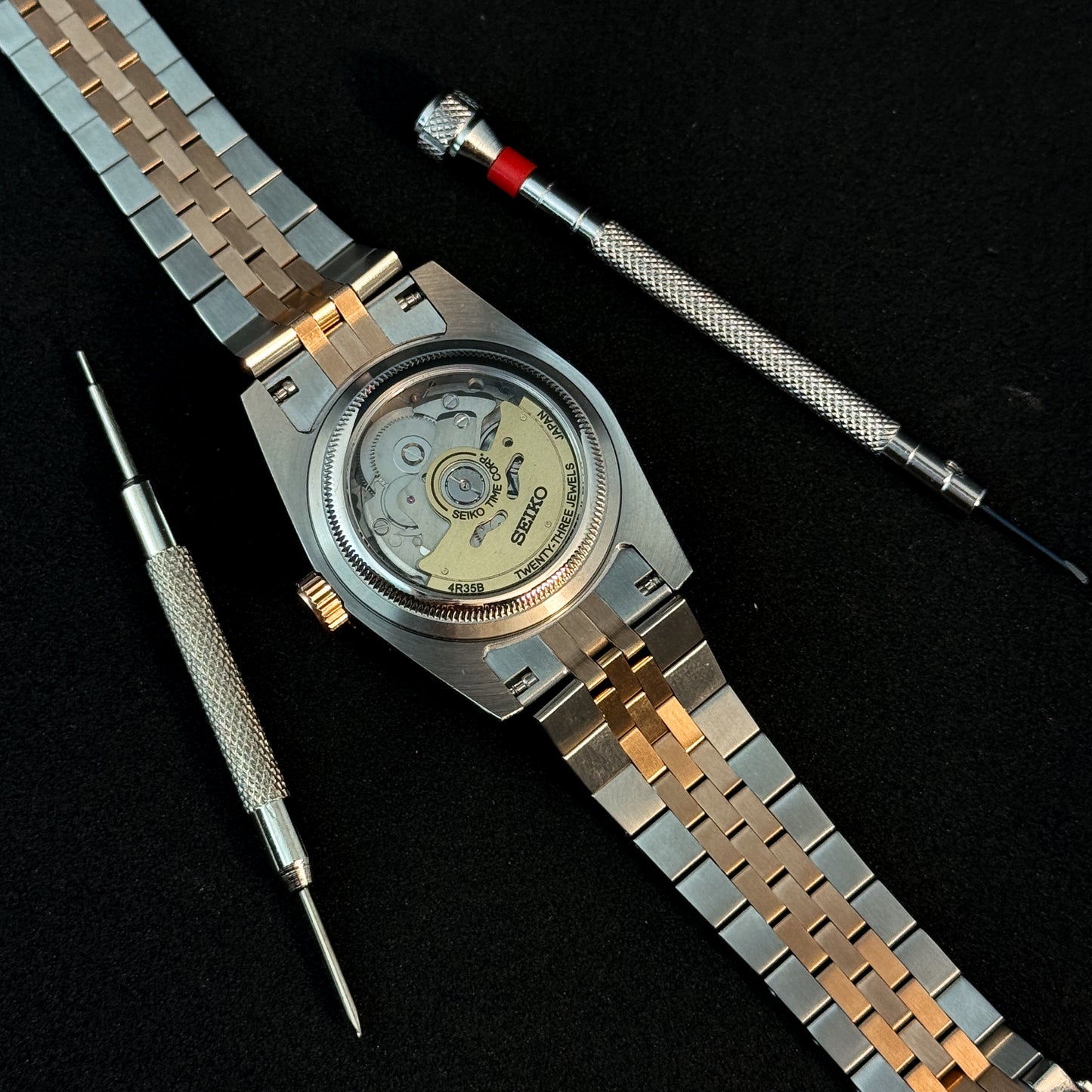 DATEJUST HALF-ROSEGOLD PURPLEMOD - CUSTOM SEIKO NH35 AUTOMATIC WATCH