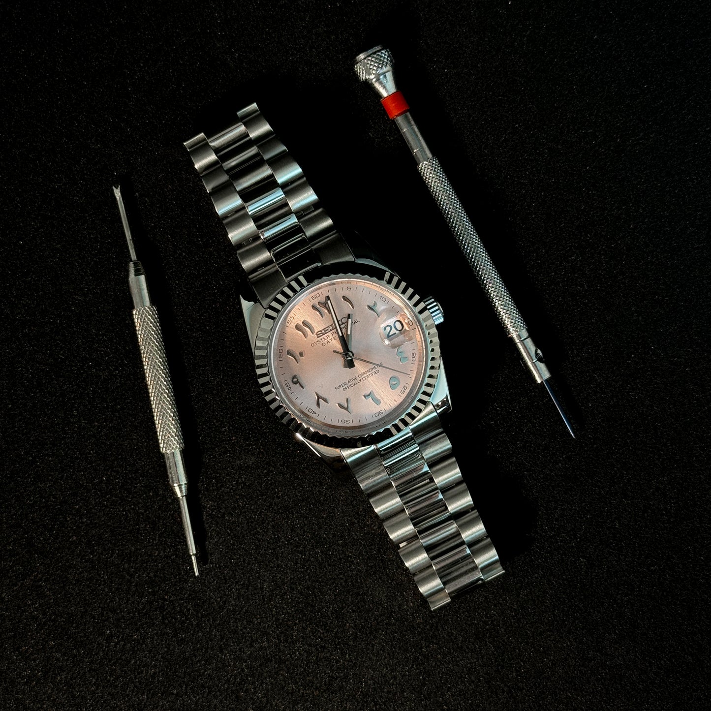 DATEJUST BABY PINK ARABIC - CUSTOM SEIKO NH35 AUTOMATIC WATCH