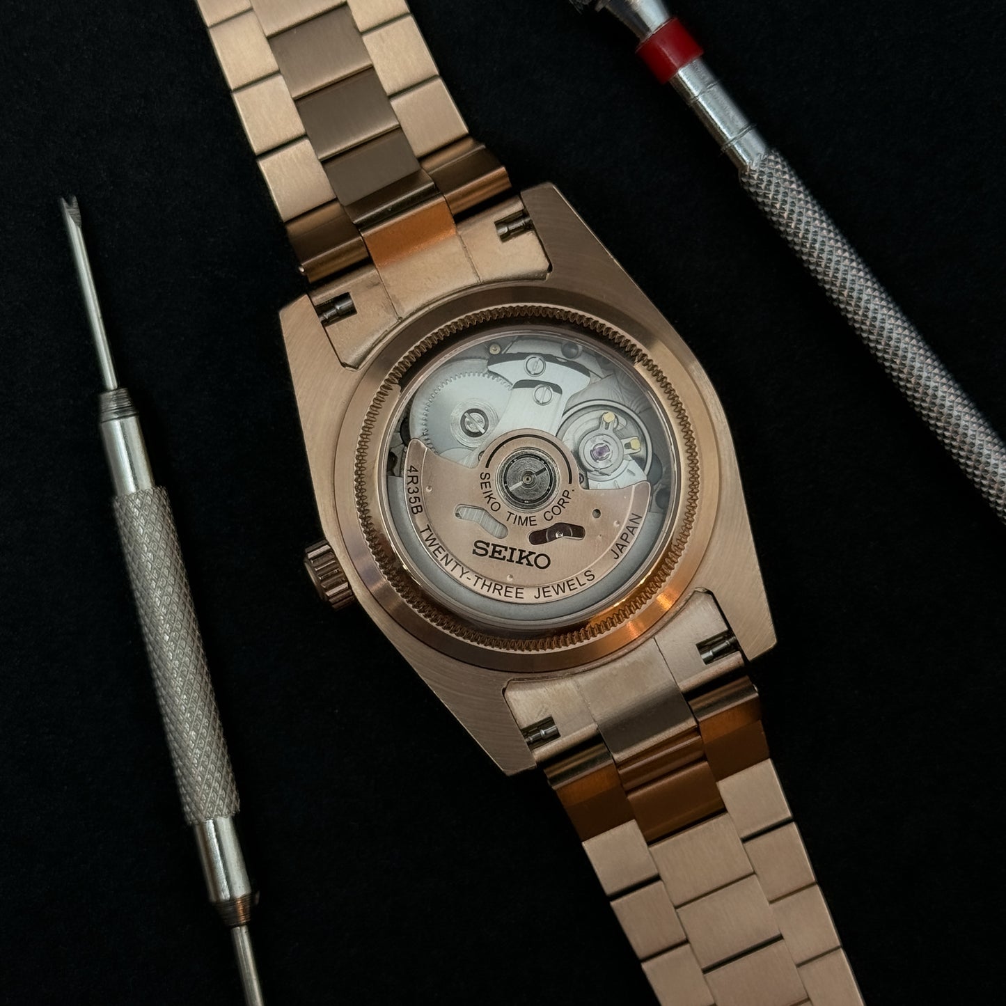 DATEJUST COCOA ROSE GOLD ARABIC - CUSTOM SEIKO NH35 AUTOMATIC WATCH