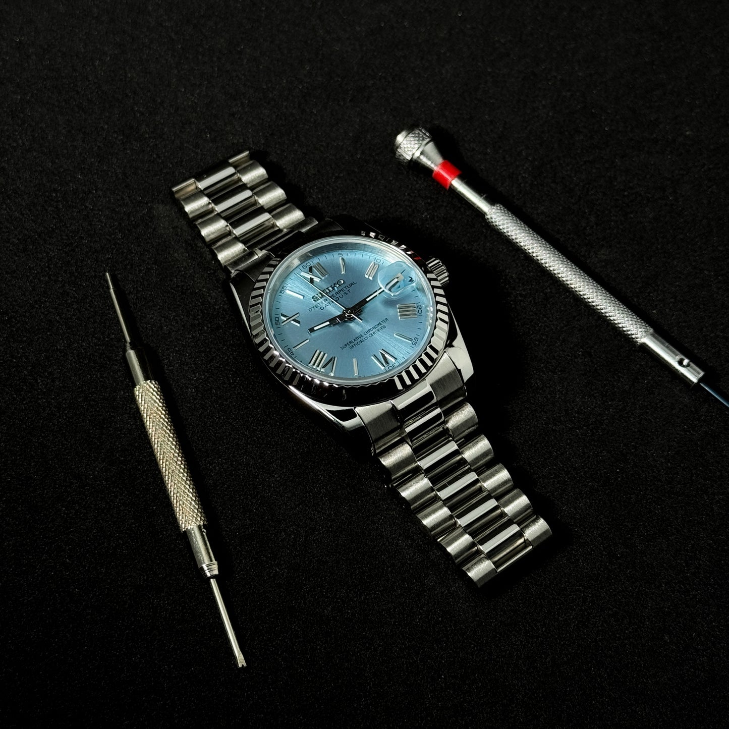 DATEJUST ICE BLUE ROMAN - CUSTOM SEIKO NH35 AUTOMATIC WATCH