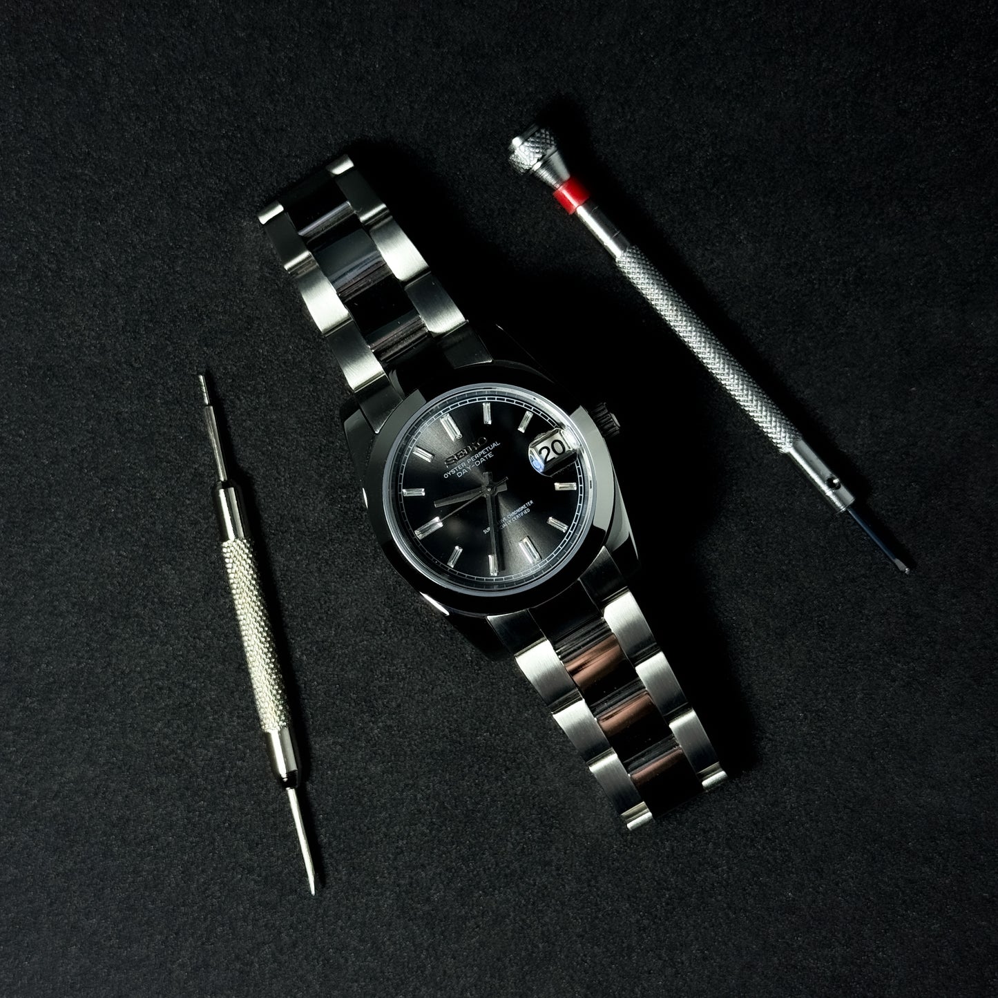 DATEJUST CLASSIC BLACK - CUSTOM SEIKO NH35 AUTOMATIC WATCH