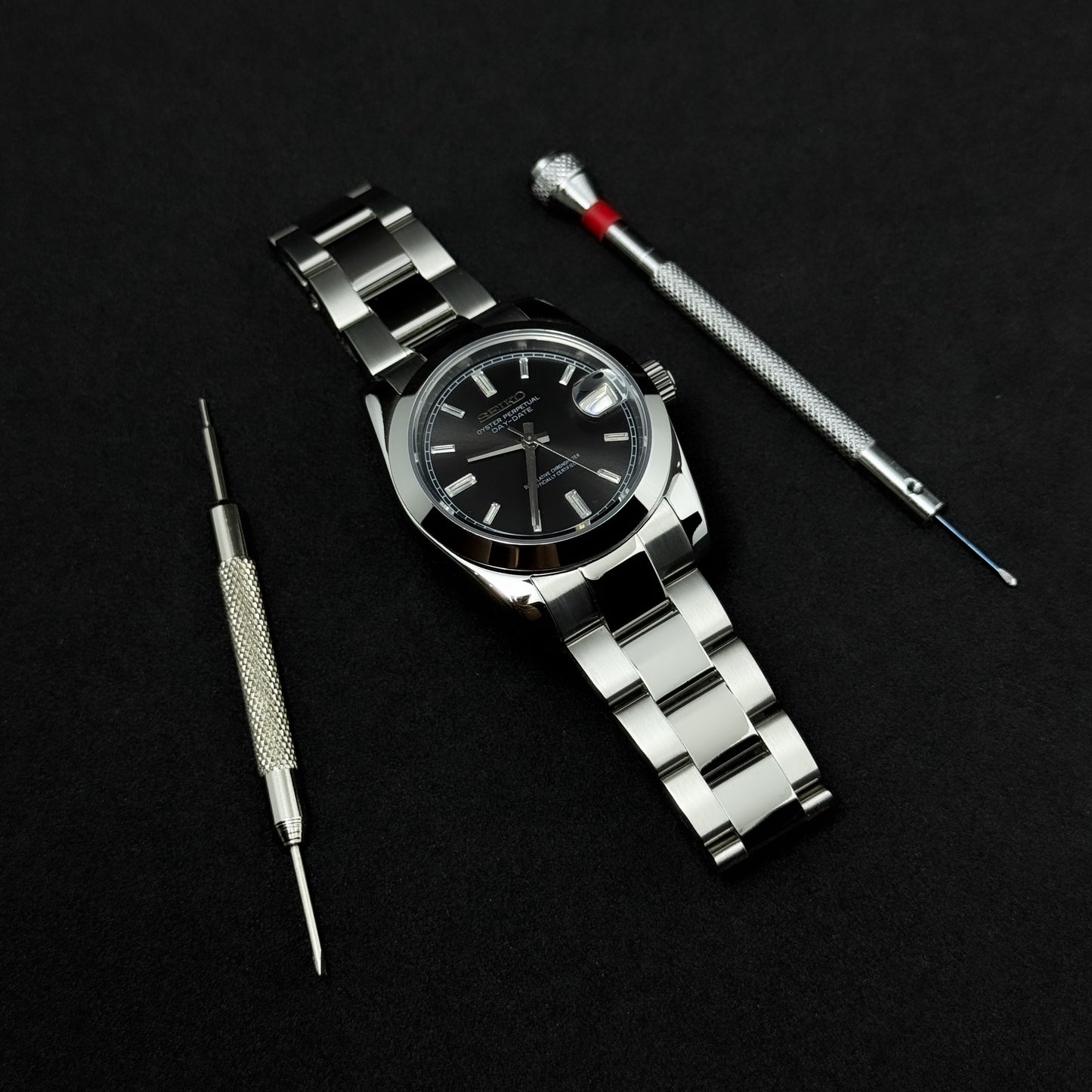 DATEJUST CLASSIC BLACK - CUSTOM SEIKO NH35 AUTOMATIC WATCH