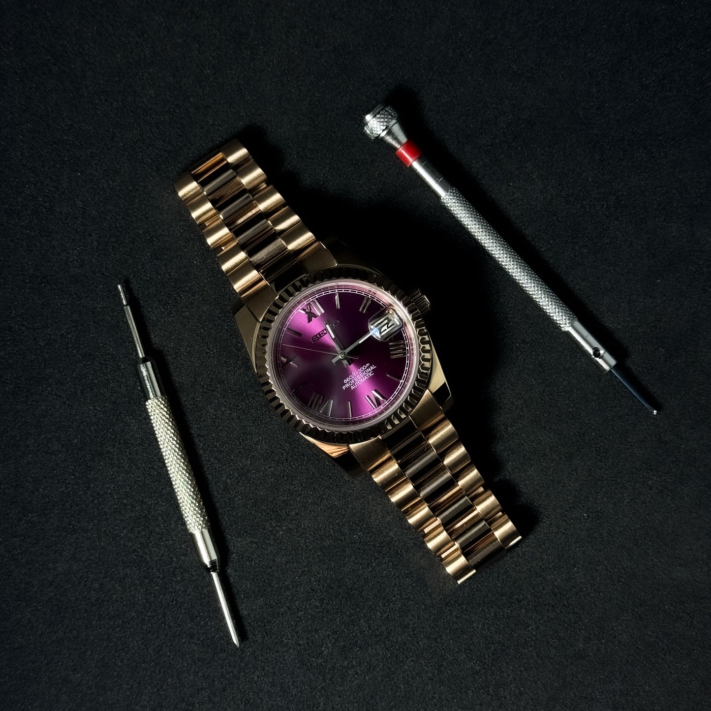 DATEJUST CHERRY ROSE GOLD - CUSTOM SEIKO NH35 AUTOMATIC WATCH
