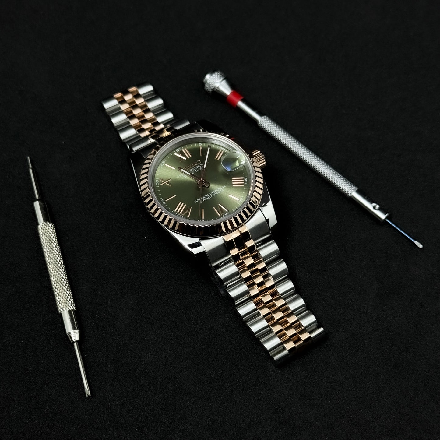 DATEJUST HALF ROSE GOLD OLIE - CUSTOM SEIKO NH35 AUTOMATIC WATCH