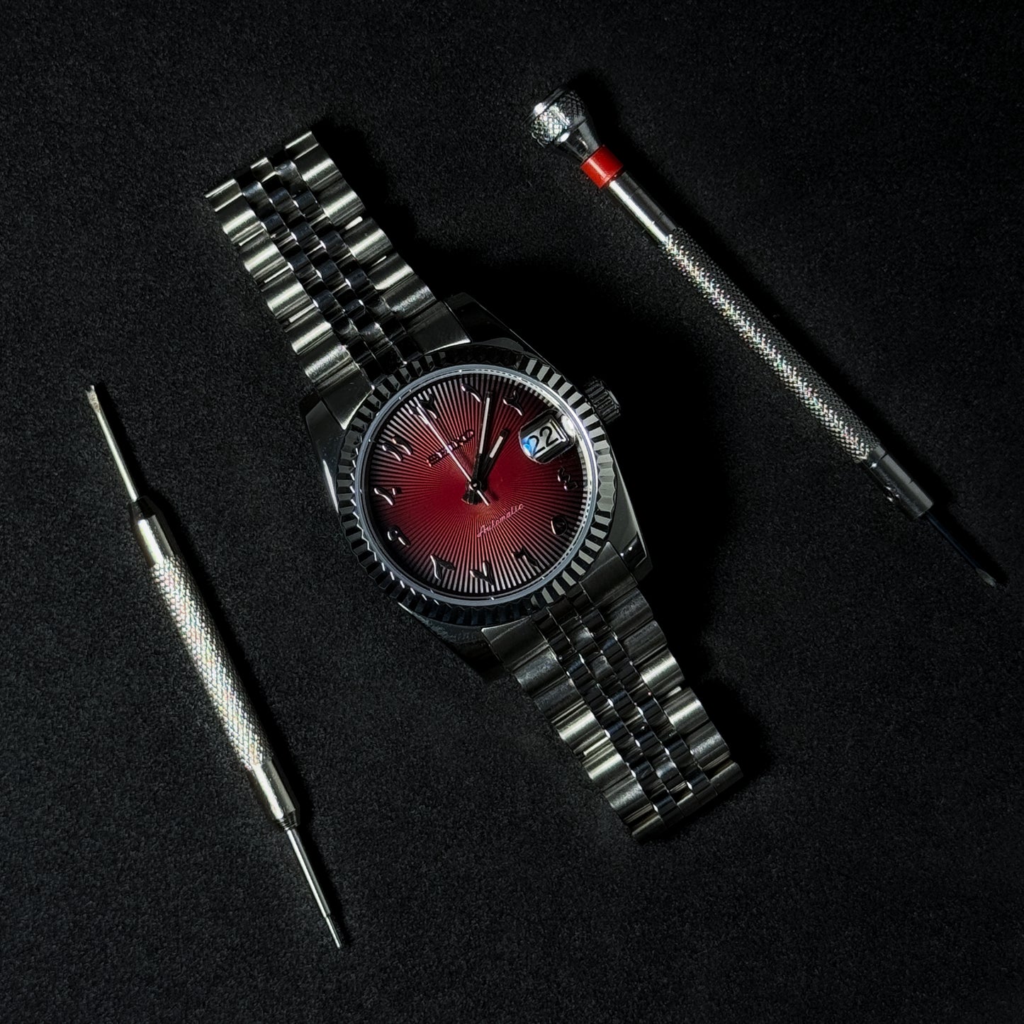DATEJUST TWILIGHT RED ARABIC - CUSTOM SEIKO NH35 AUTOMATIC WATCH