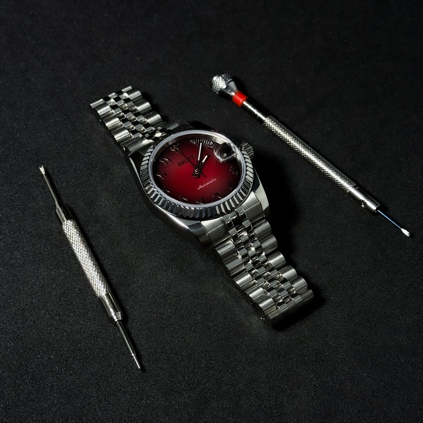 DATEJUST TWILIGHT RED ARABIC - CUSTOM SEIKO NH35 AUTOMATIC WATCH