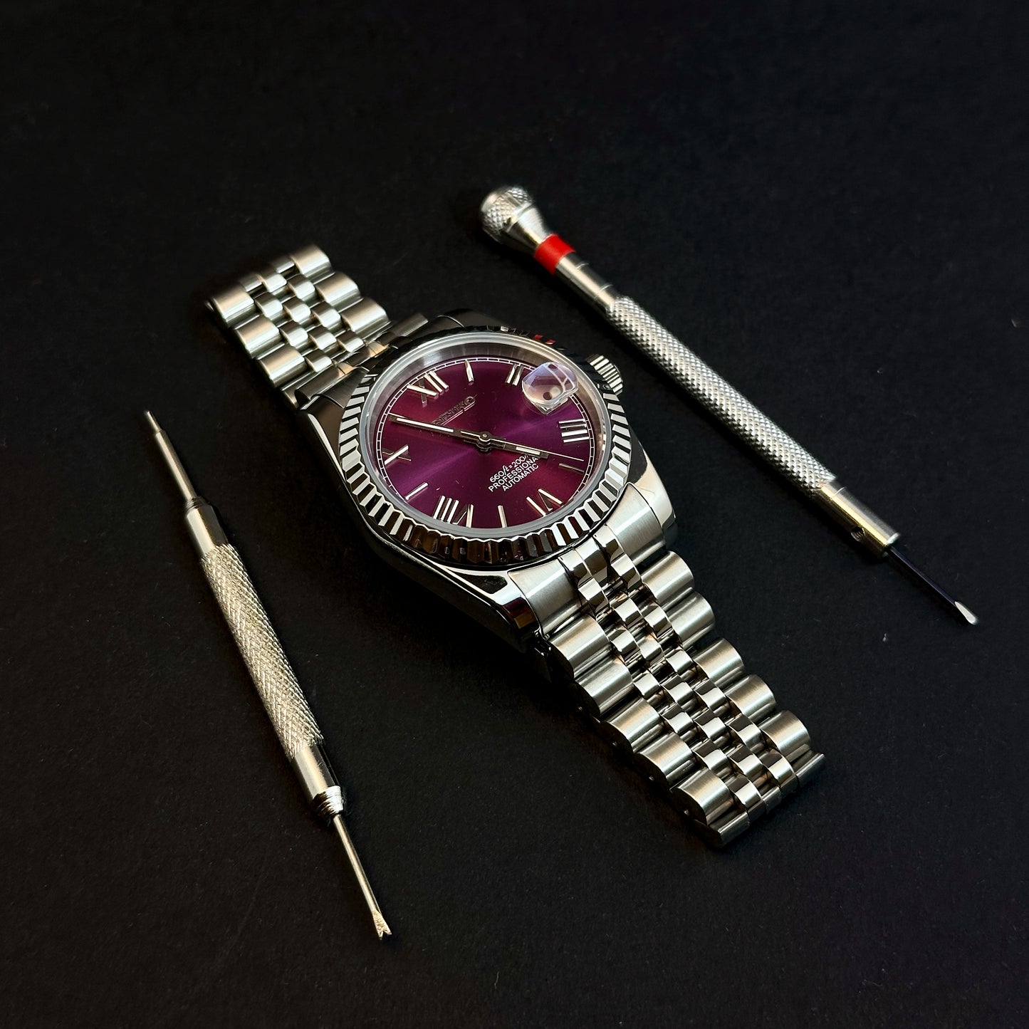 DATEJUST CHERRY ROMAN - CUSTOM SEIKO NH35 AUTOMATIC WATCH