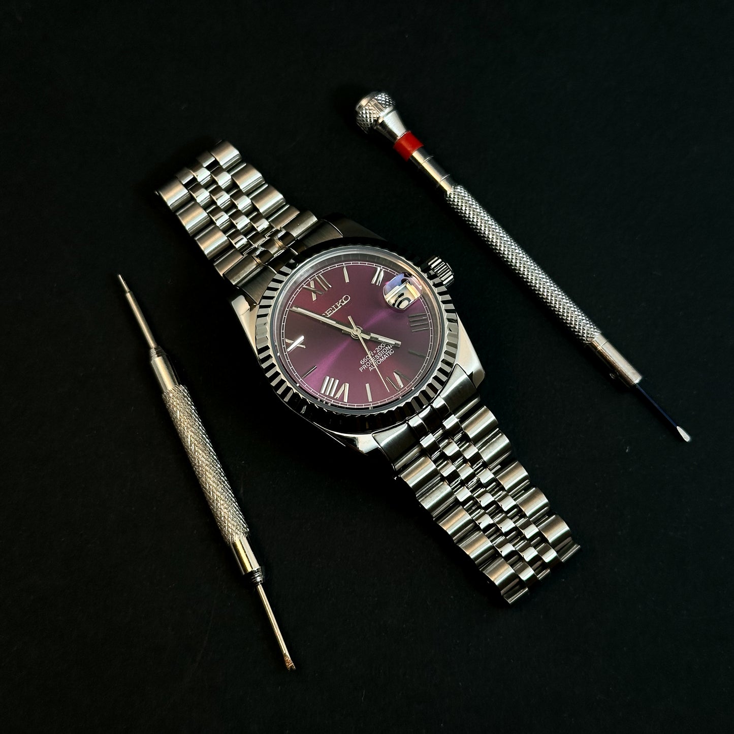 DATEJUST CHERRY ROMAN - CUSTOM SEIKO NH35 AUTOMATIC WATCH