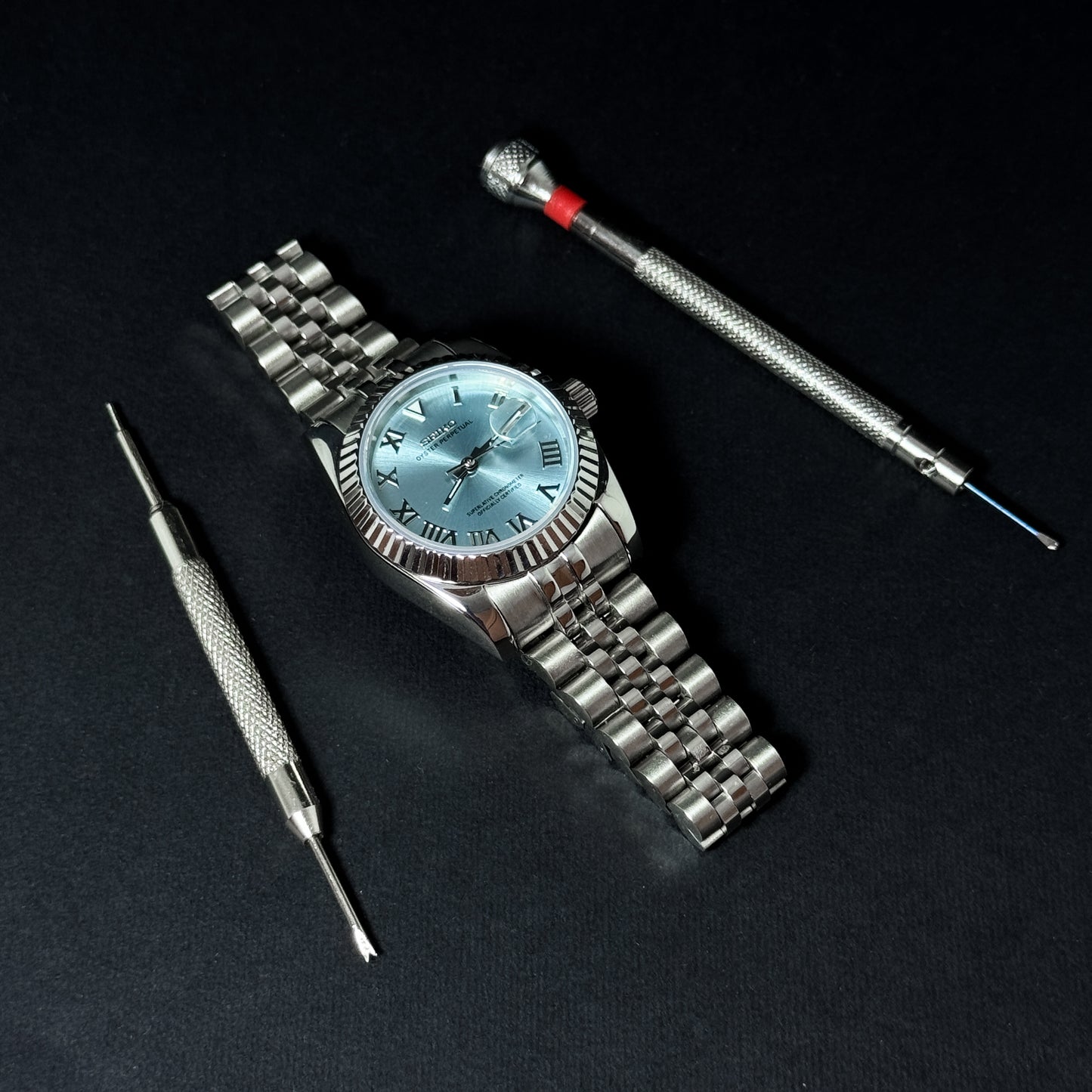 LADY DATEJUST ICE BLUE ROMAN - CUSTOM SEIKO AUTOMATIC WATCH