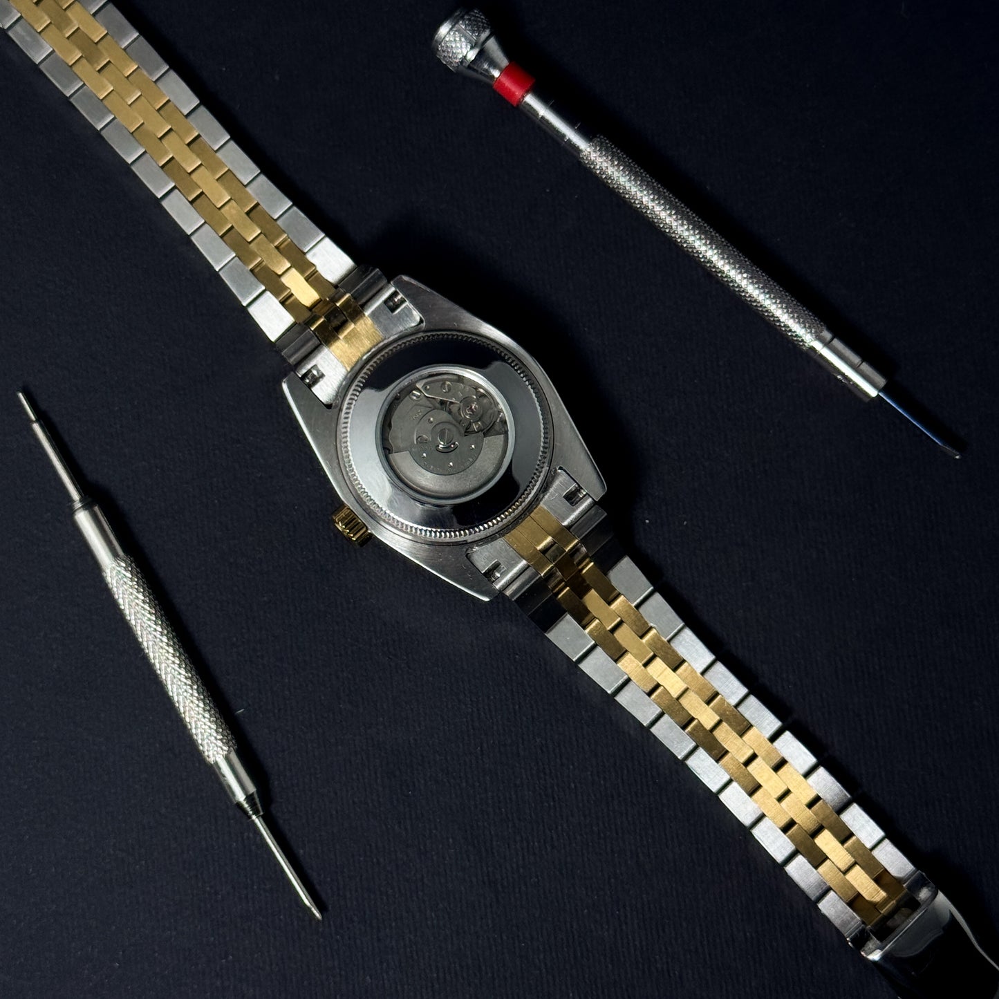 LADY DATEJUST HALF-GOLD CHAMPAGNE ROMAN - CUSTOM SEIKO AUTOMATIC WATCH