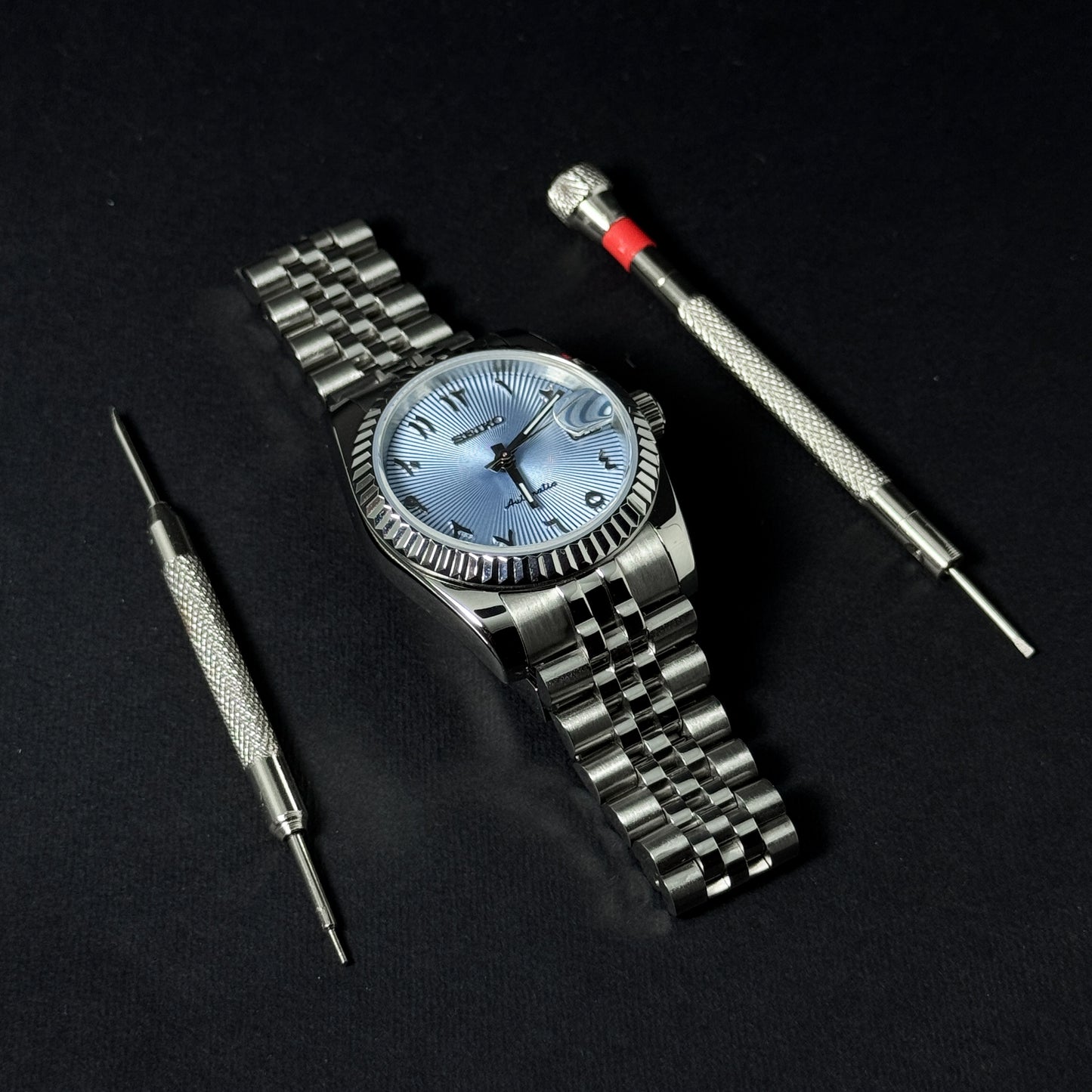 DATEJUST BABY BLUE ARABIC - CUSTOM SEIKO NH35 AUTOMATIC WATCH