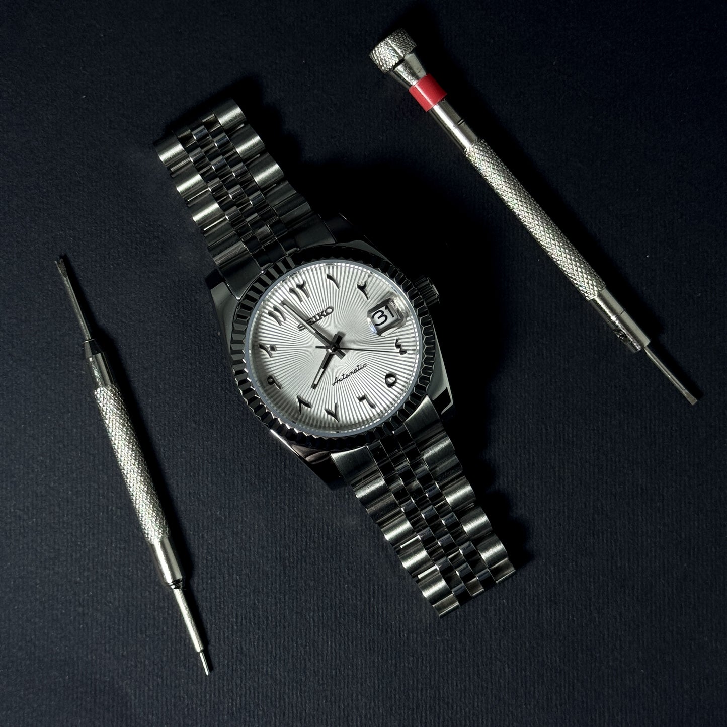 DATEJUST ONYX WHITE ARABIC - CUSTOM SEIKO NH35 AUTOMATIC WATCH