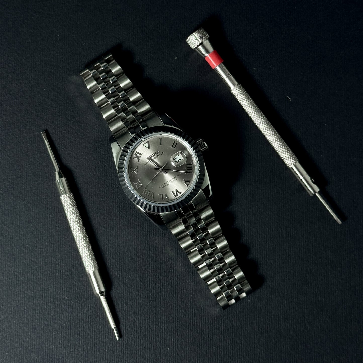 LADY DATEJUST GREY ROMAN - CUSTOM SEIKO AUTOMATIC WATCH