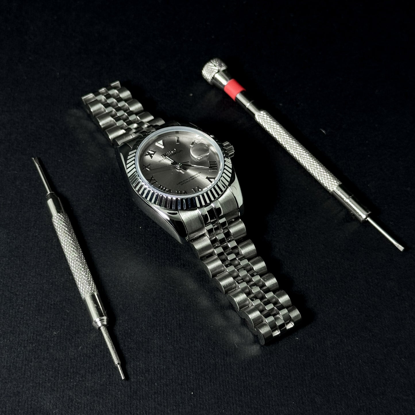 LADY DATEJUST GREY ROMAN - CUSTOM SEIKO AUTOMATIC WATCH