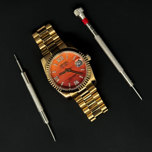 DATEJUST CARNELIAN ORANGE YELLOW GOLD - CUSTOM SEIKO NH35 AUTOMATIC WATCH