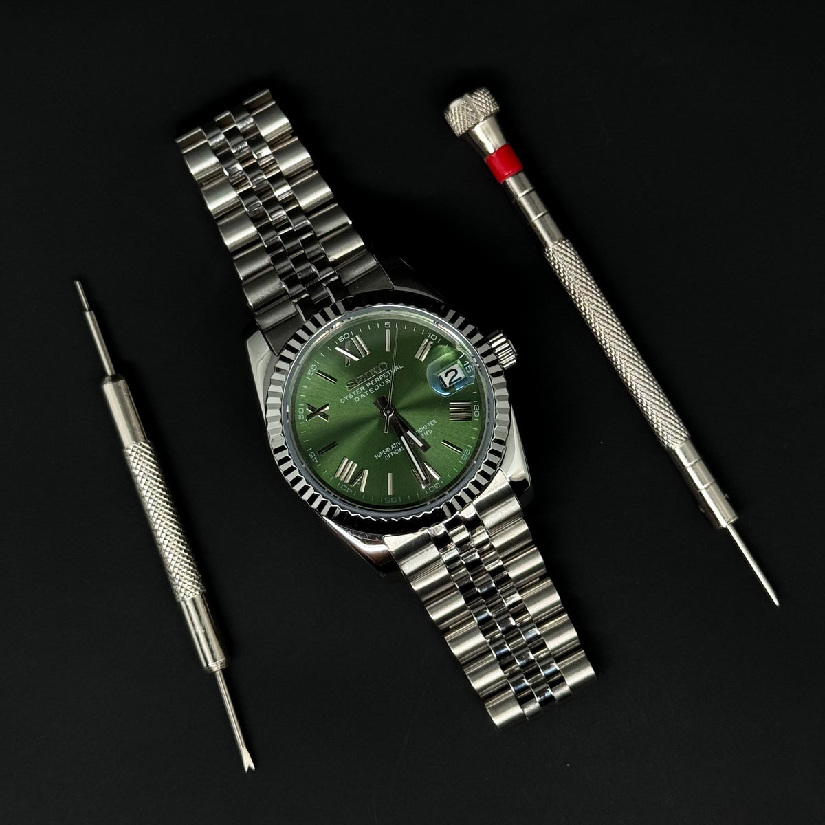 DATEJUST FOREST GREEN ROMAN - CUSTOM SEIKO NH35 AUTOMATIC WATCH