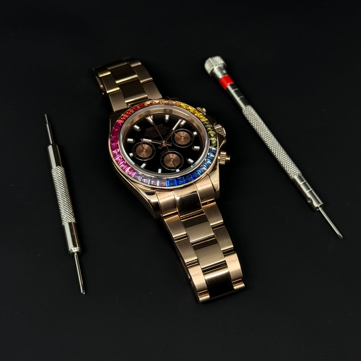 DAYTONA ROSE GOLD RAINBOW - CUSTOM SEIKO WATCH