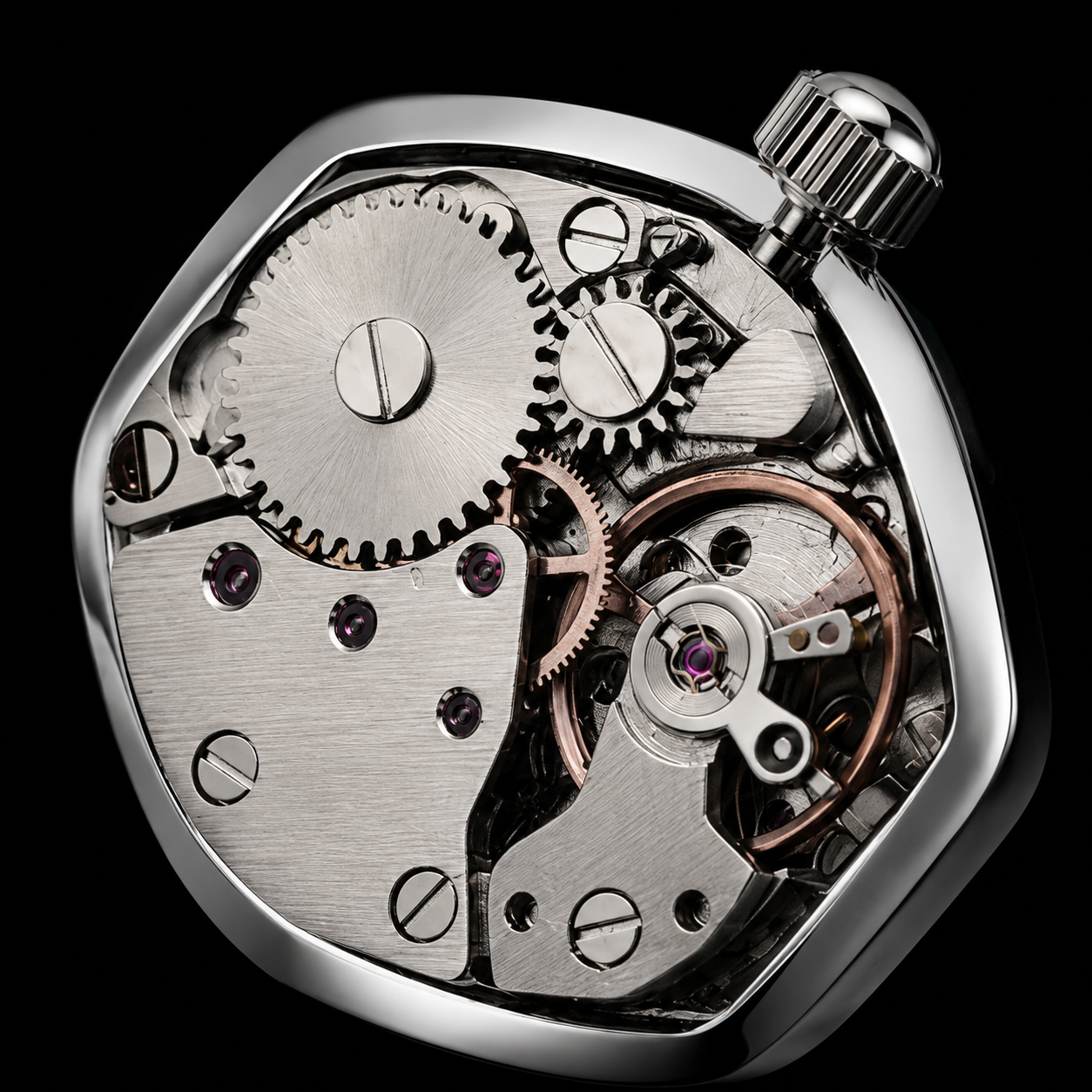 Timepiece Cufflinks with Steel Inlay
