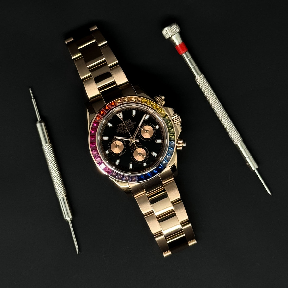 DAYTONA ROSE GOLD RAINBOW - CUSTOM SEIKO WATCH
