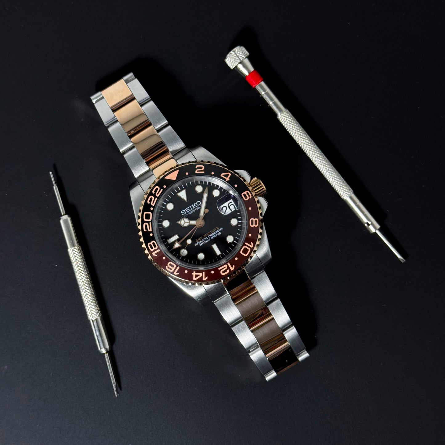 GMT-ROOTBEER - CUSTOM SEIKO NH34 AUTOMATIC WATCH