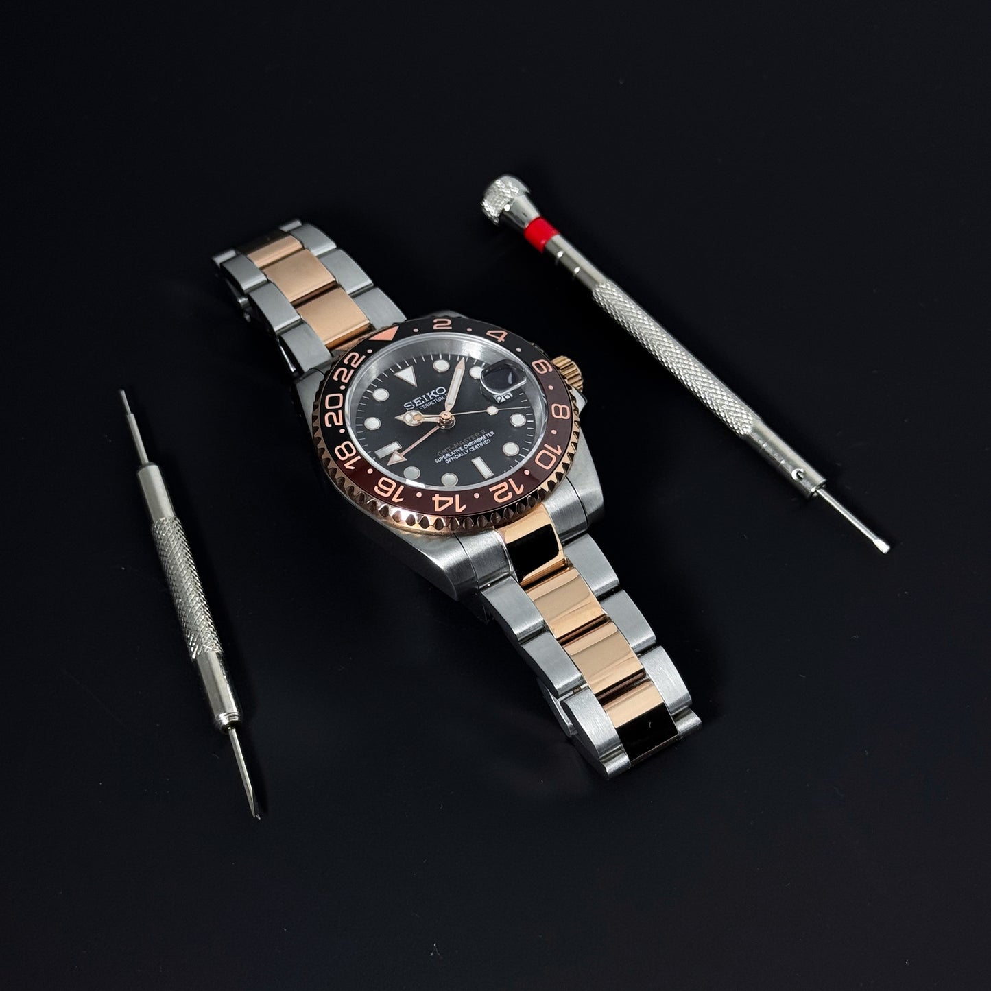 GMT-ROOTBEER - CUSTOM SEIKO NH34 AUTOMATIC WATCH