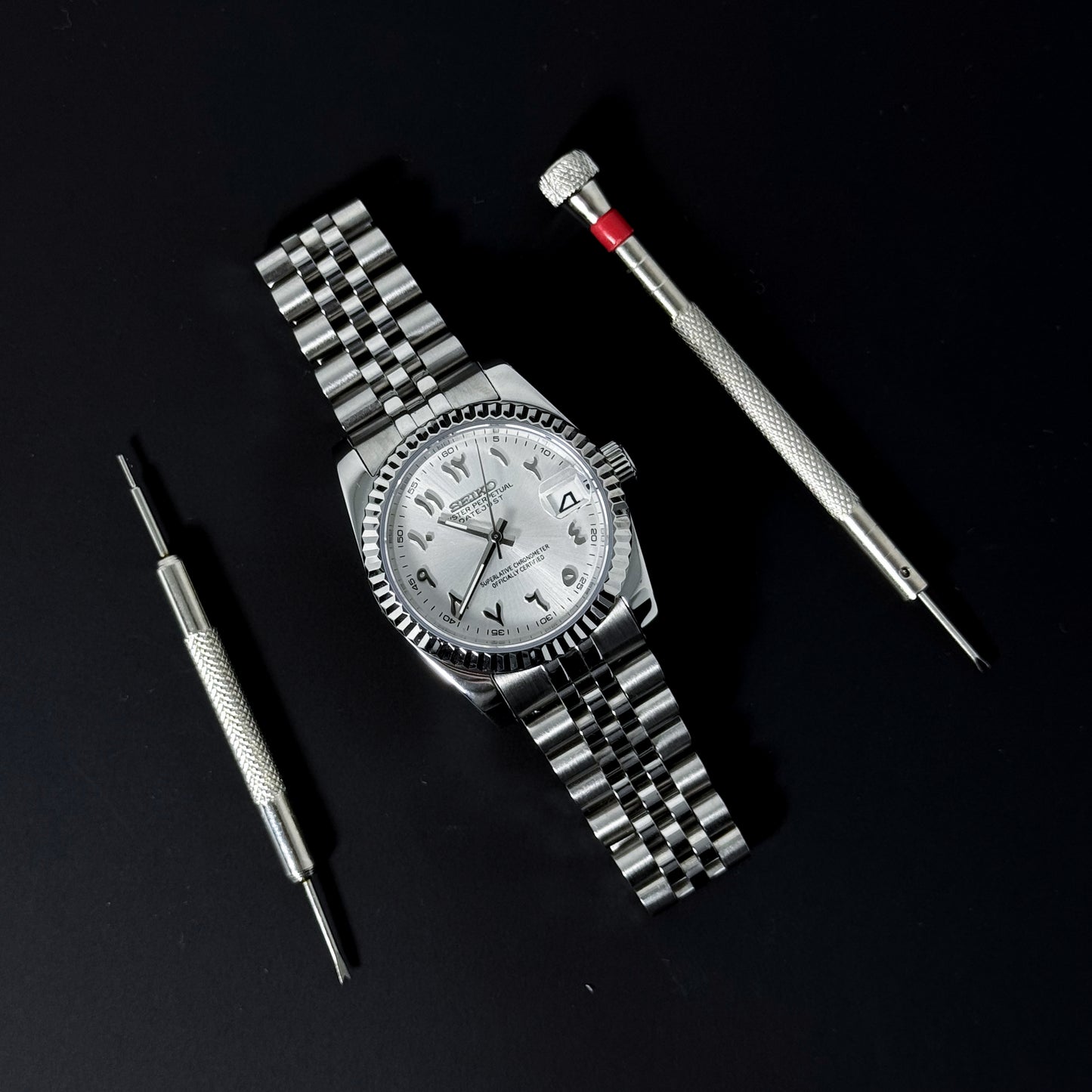 DATEJUST SILVER ARABIC - CUSTOM SEIKO NH35 AUTOMATIC WATCH