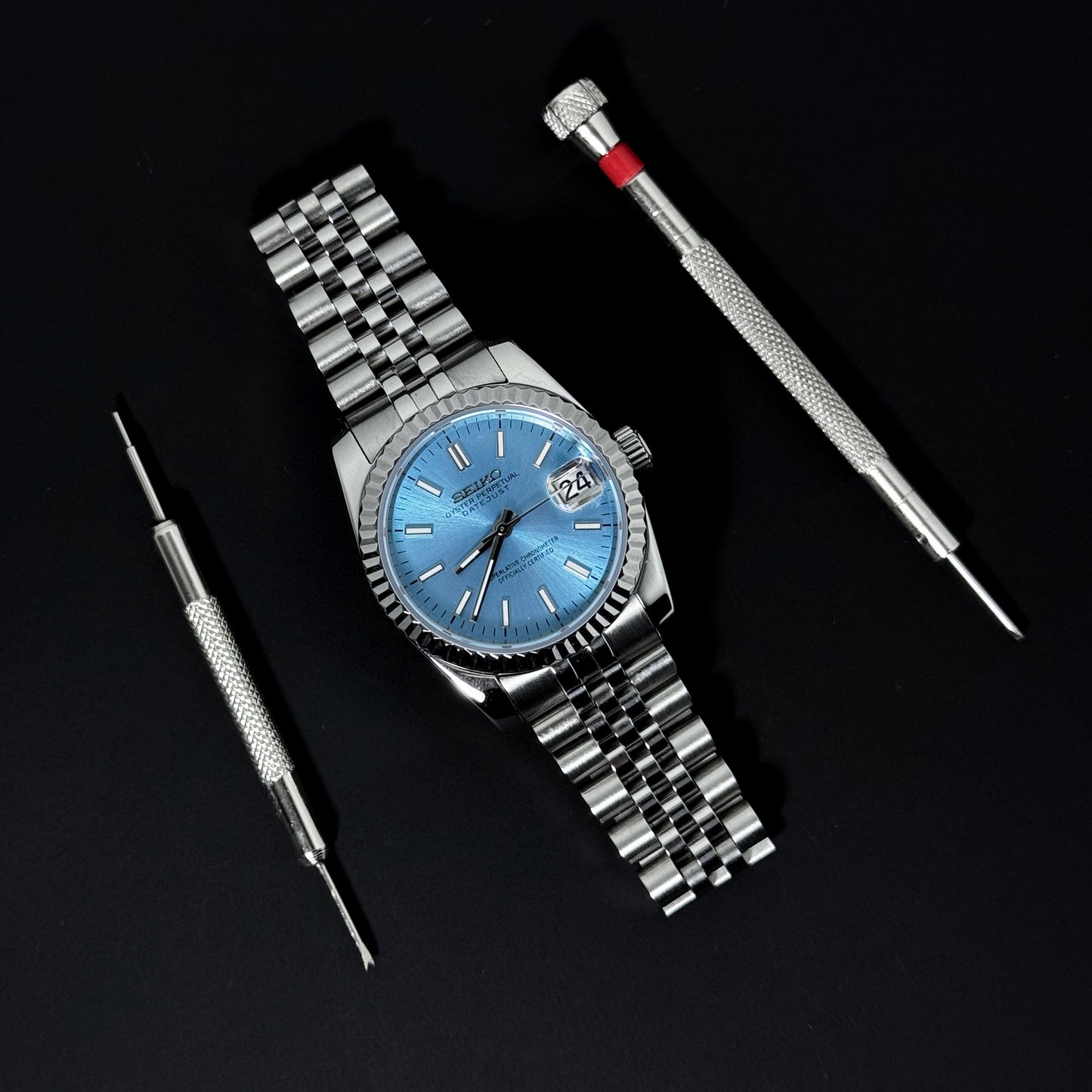 DATEJUST ICE BLUE LUME - CUSTOM SEIKO NH35 AUTOMATIC WATCH