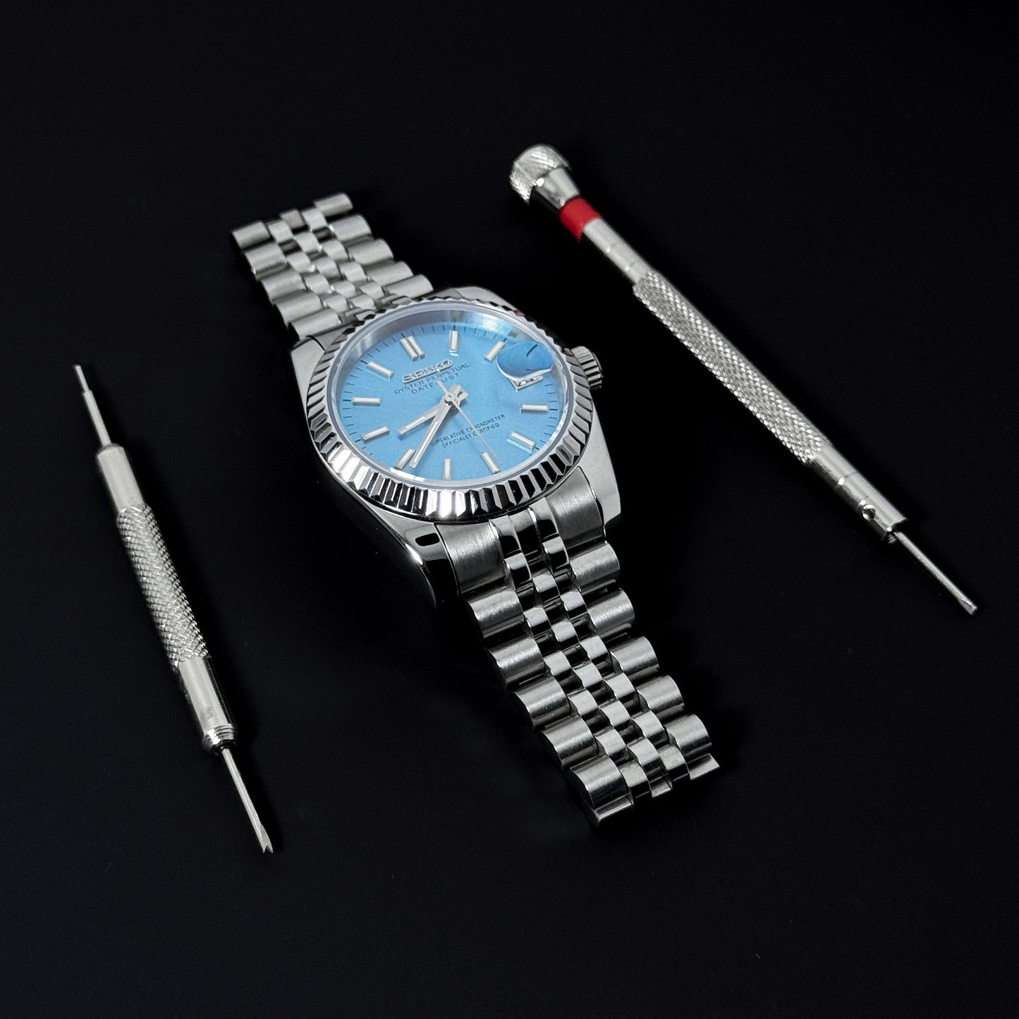 DATEJUST ICE BLUE LUME - CUSTOM SEIKO NH35 AUTOMATIC WATCH