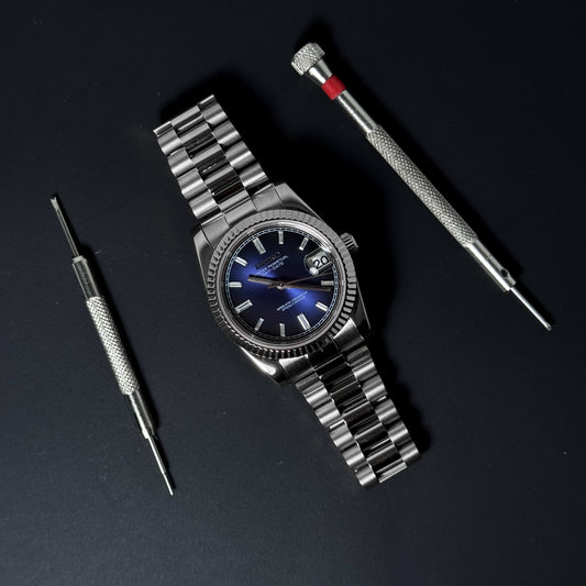DATEJUST MIDNIGHT BLUE CRYSTALS - CUSTOM SEIKO NH35 AUTOMATIC WATCH