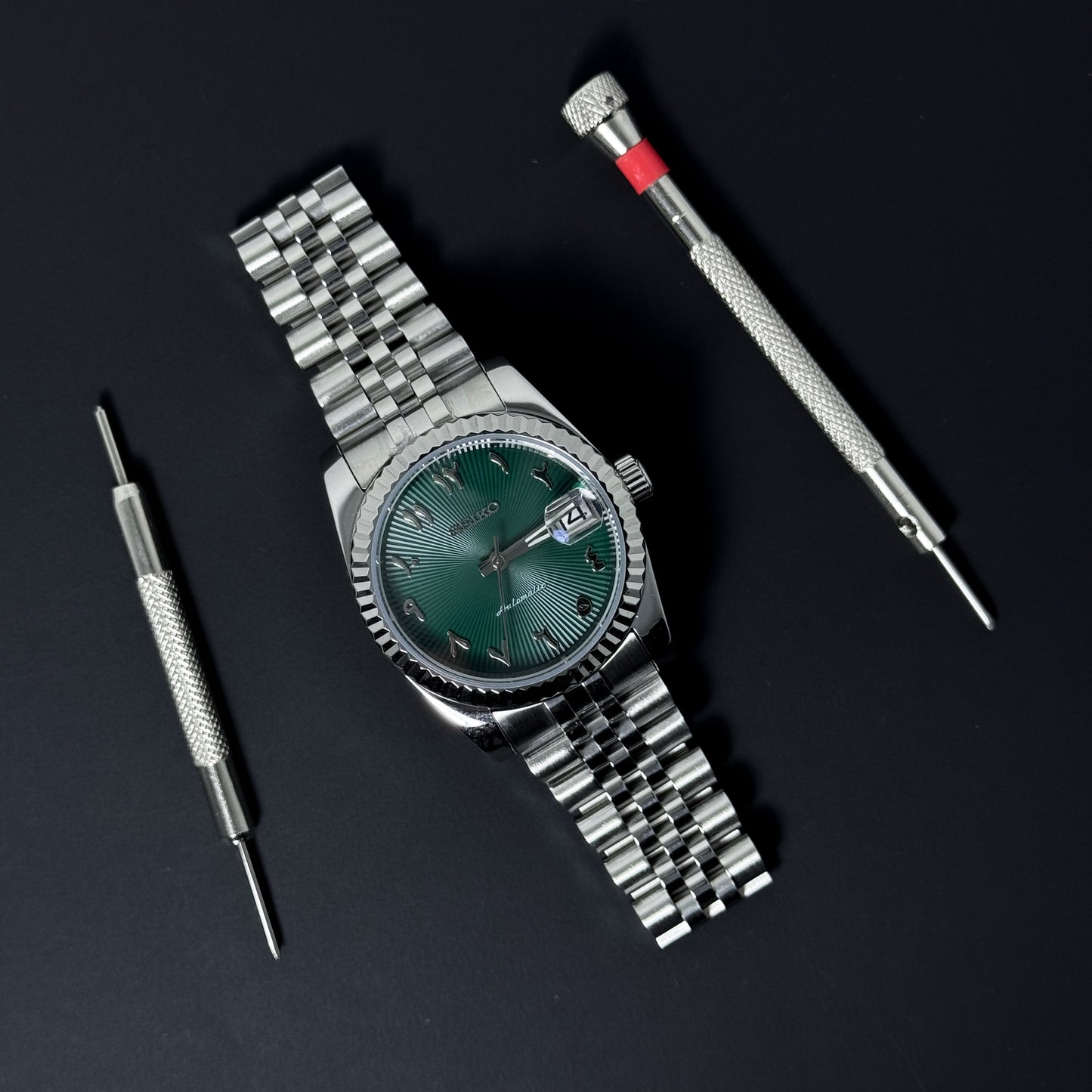 DATEJUST TEAL GREEN ARABIC - CUSTOM SEIKO NH35 AUTOMATIC WATCH