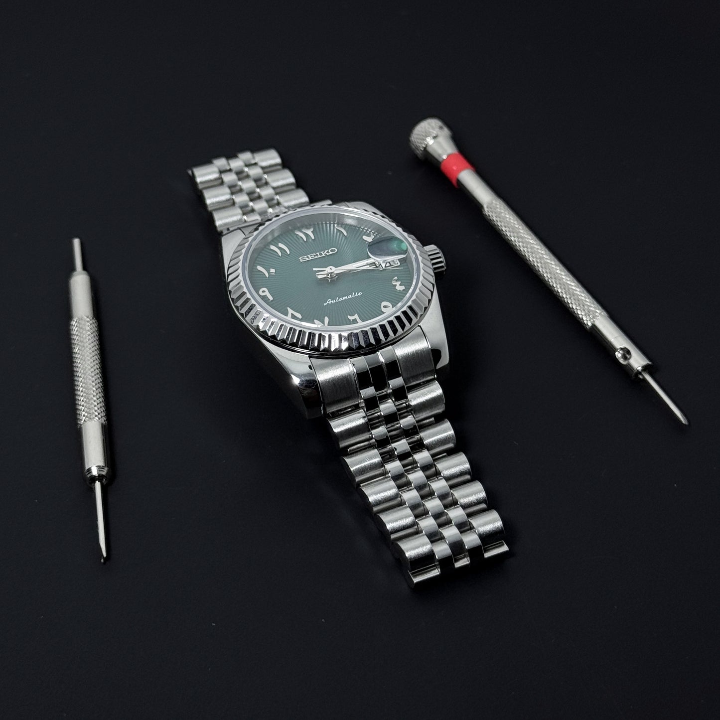 DATEJUST TEAL GREEN ARABIC - CUSTOM SEIKO NH35 AUTOMATIC WATCH