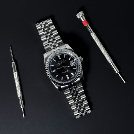 DATEJUST ONYX BLACK CRYSTALS - CUSTOM SEIKO NH35 AUTOMATIC WATCH