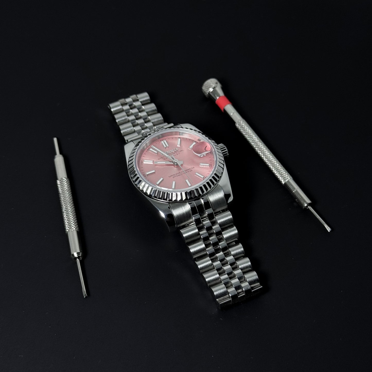 DATEJUST BABY PINK LUME - CUSTOM SEIKO NH35 AUTOMATIC WATCH