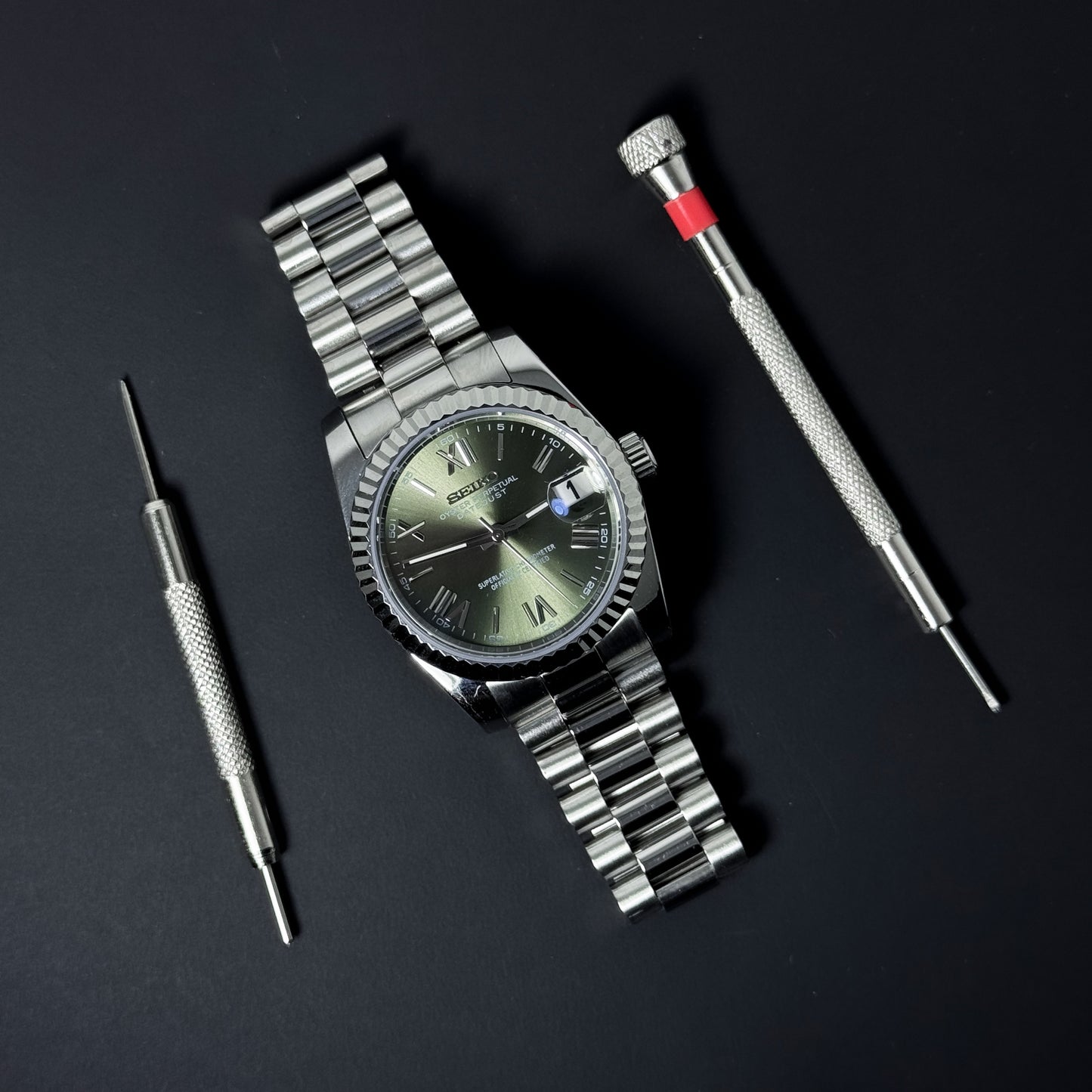 DATEJUST OLIVE ROMAN - CUSTOM SEIKO NH35 AUTOMATIC WATCH