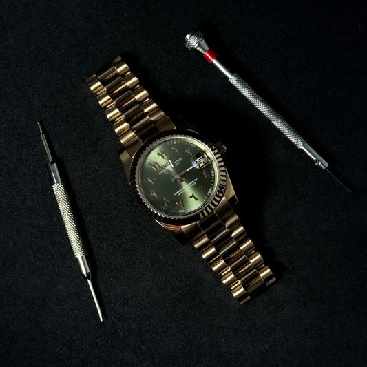 DATEJUST ROSE GOLD OLIVE ARABIC - CUSTOM SEIKO NH35 AUTOMATIC WATCH