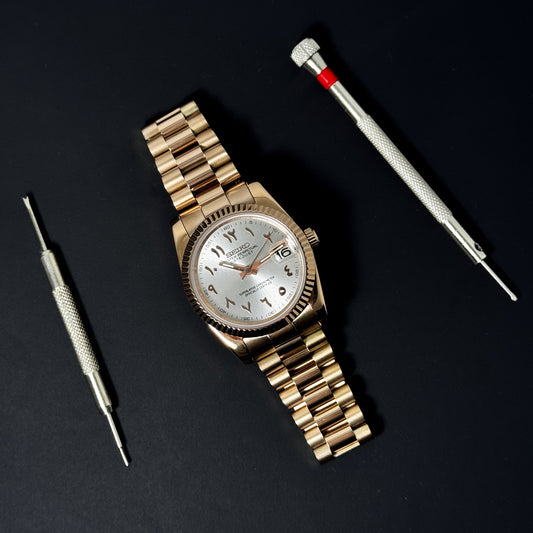 DATEJUST WHITE ROSE GOLD ARABIC- CUSTOM SEIKO NH35 AUTOMATIC WATCH