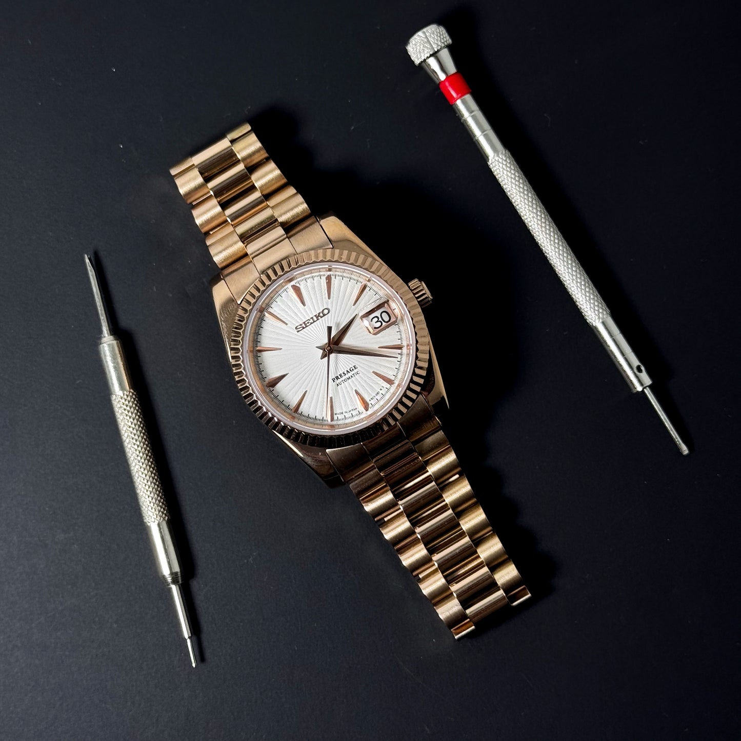 DATEJUST WHITE ROSE GOLD - CUSTOM SEIKO NH35 AUTOMATIC WATCH