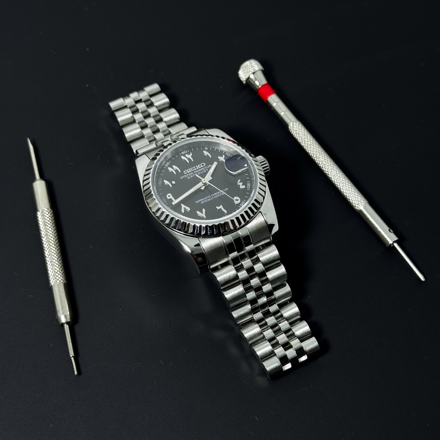 DATEJUST BLACK ARABIC - CUSTOM SEIKO NH35 AUTOMATIC WATCH