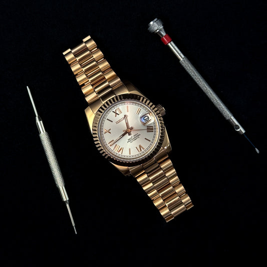 DATEJUST WHITE ROSE GOLD - CUSTOM SEIKO NH35 AUTOMATIC WATCH