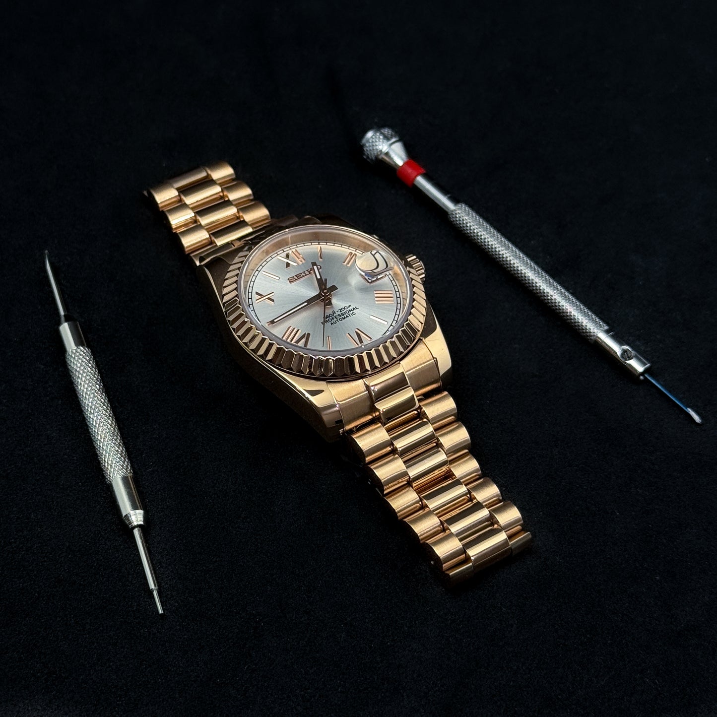 DATEJUST WHITE ROSE GOLD - CUSTOM SEIKO NH35 AUTOMATIC WATCH