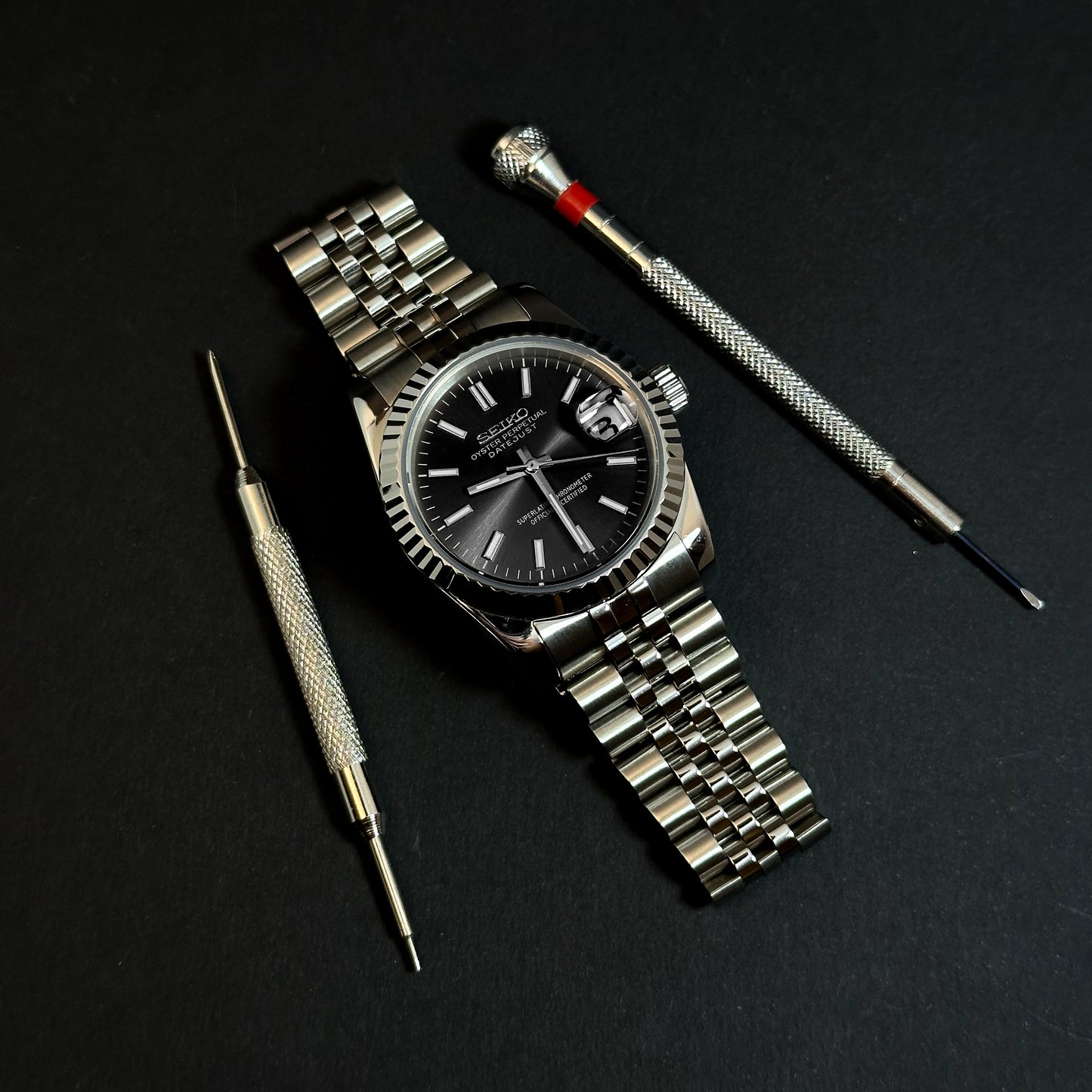 DATEJUST BLACK LUME - CUSTOM SEIKO NH35 AUTOMATIC WATCH