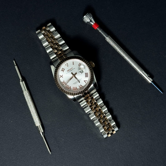 LADY DATEJUST HALF-ROSEGOLD SILVER ROMAN - CUSTOM SEIKO AUTOMATIC WATCH
