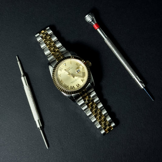 LADY DATEJUST HALF-GOLD CHAMPAGNE ROMAN - CUSTOM SEIKO AUTOMATIC WATCH