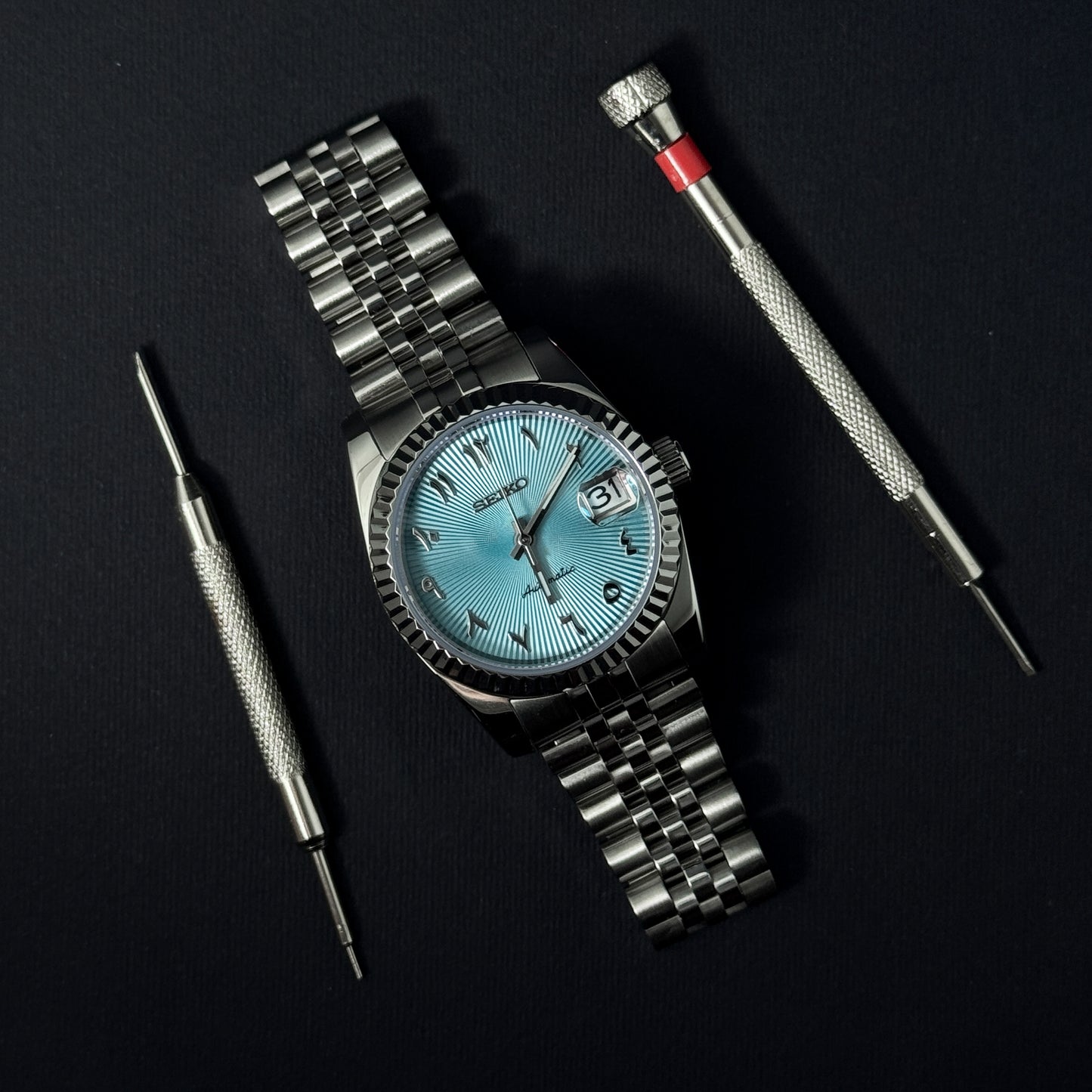 DATEJUST CLOUD BLUE ARABIC - CUSTOM SEIKO NH35 AUTOMATIC WATCH