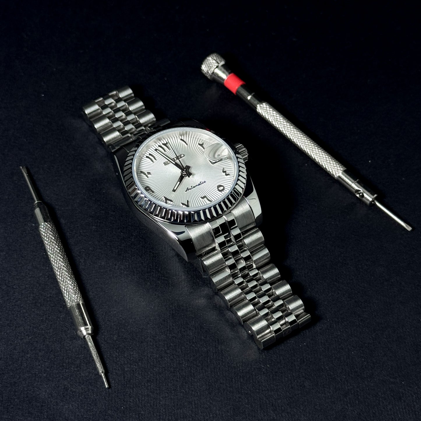 DATEJUST ONYX WHITE ARABIC - CUSTOM SEIKO NH35 AUTOMATIC WATCH